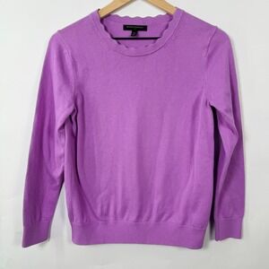 Banana Republic Lilac Scallop Neck Sweater Medium Cotton Blend Knit Top